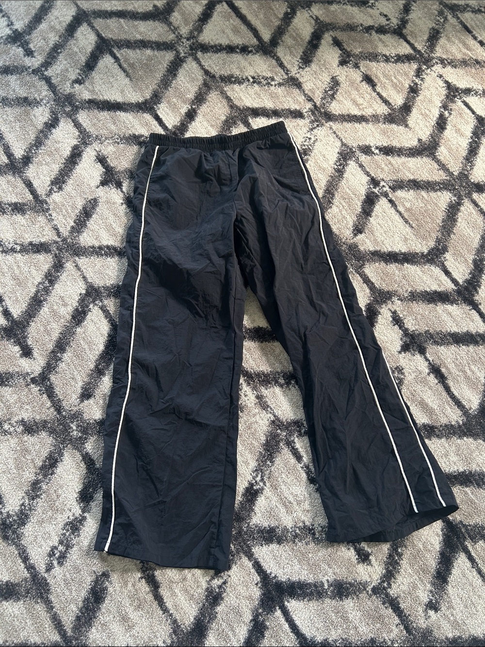 Kids Black Track Pants with White Side Piping